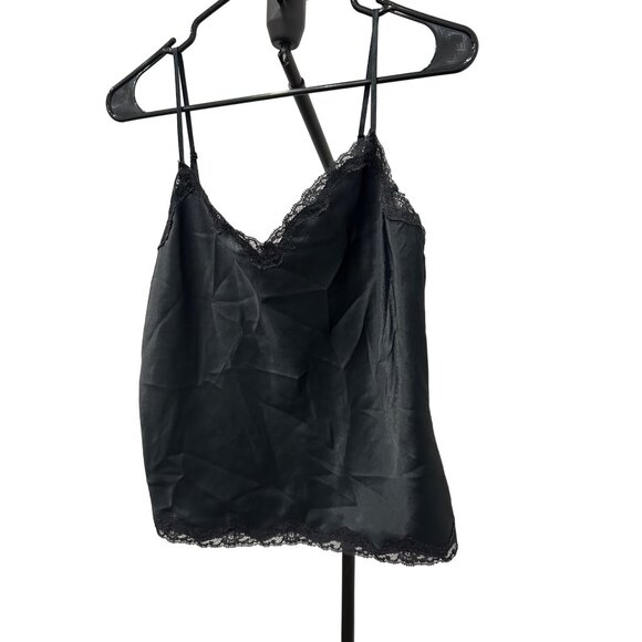 Victoria's Secret Black Lace Trim Satin Cami With Spaghetti Straps Size S - Picture 3 of 8